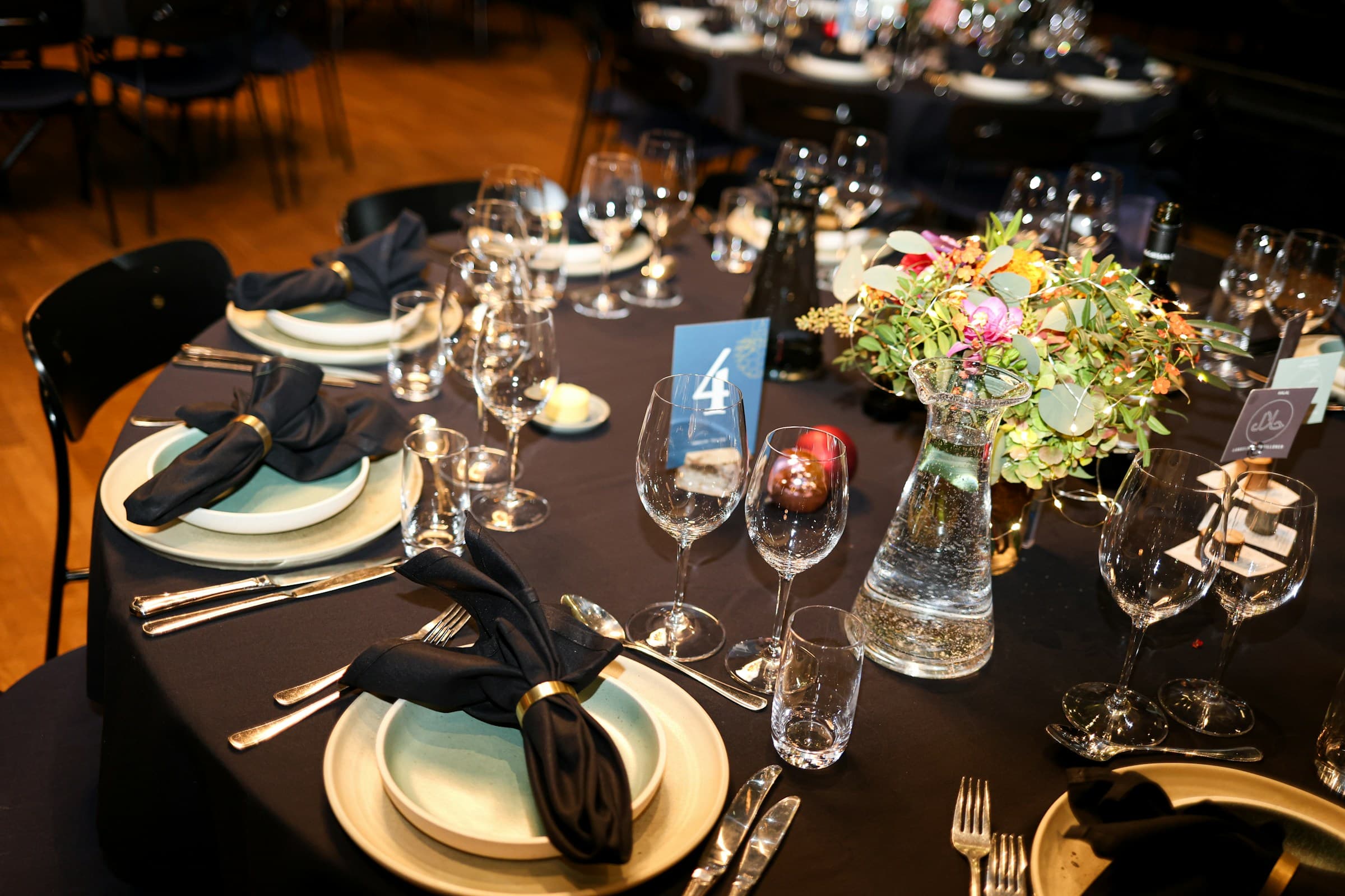 The Ferry Room set for a dinner